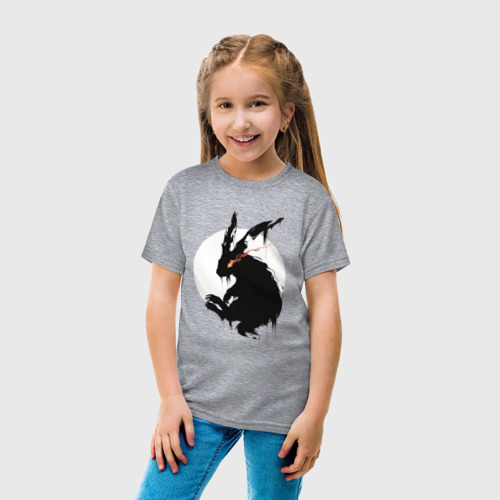 Детская футболка хлопок с принтом Черный кролик 2023, вид сбоку #3