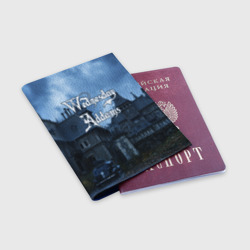 Обложка для паспорта матовая кожа Уэнсдэй Аддамс - замок - фото 2