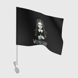 Флаг для автомобиля Уэнсдэй на чёрном фоне