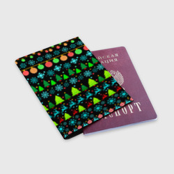 Обложка для паспорта матовая кожа Узор с ёлками и оленями - фото 2