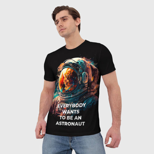 Мужская футболка 3D с принтом Everybody Wants to Be an Astronaut, фото на моделе #1