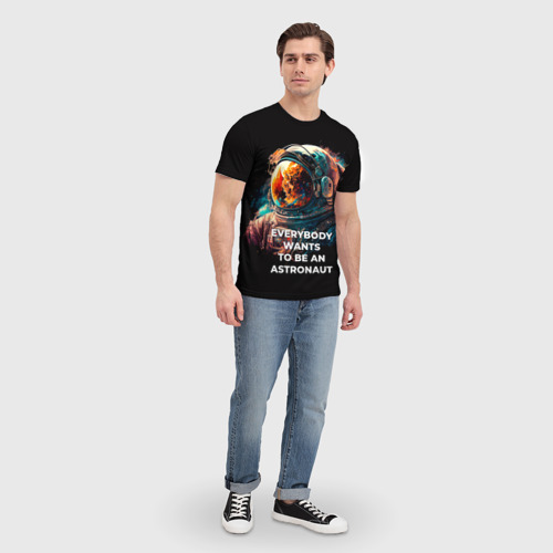 Мужская футболка 3D с принтом Everybody Wants to Be an Astronaut, вид сбоку #3
