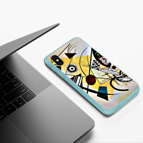 Чехол для iPhone XS Max матовый Поперечная линия - Василий Кандинский, цвет мятный - фото 5