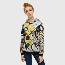 Женская толстовка 3D на молнии Поперечная линия - Василий Кандинский - фото 2