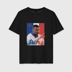 Женская футболка хлопок Oversize Paris Mbappe