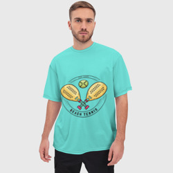 Мужская футболка oversize 3D Пляжный теннис - золотые ракетки - фото 2
