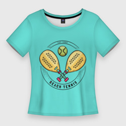 Женская футболка 3D Slim Пляжный теннис - золотые ракетки