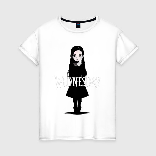 Женская футболка хлопок Wednesday Adams Art, цвет белый