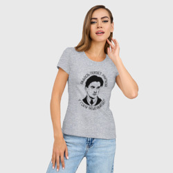 Женская футболка хлопок Slim Радость ползёт улиткой у горя бешеный бег - фото 2