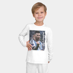 Пижама с принтом Viva la Argentina - Lionel Messi - world champion для мужчины, вид на модели спереди №2. Цвет основы: белый