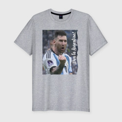 Мужская футболка хлопок Slim Viva la Argentina - Lionel Messi - world champion