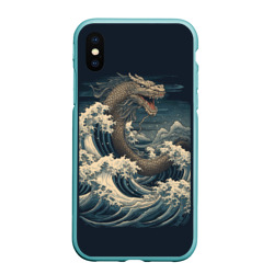 Чехол для iPhone XS Max матовый Морской дракон в японском стиле