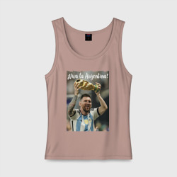 Женская майка хлопок Lionel Messi - world champion - Argentina