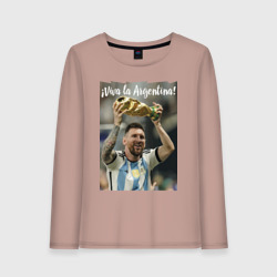 Женский лонгслив хлопок Lionel Messi - world champion - Argentina