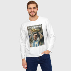Мужской лонгслив oversize хлопок Lionel Messi - world champion - Argentina - фото 2