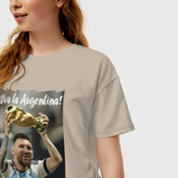 Женская футболка хлопок Oversize Lionel Messi - world champion - Argentina - фото 2