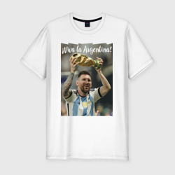 Мужская футболка хлопок Slim Lionel Messi - world champion - Argentina