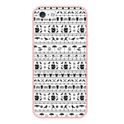 Чехол для iPhone 5/5S матовый Black pattern Wednesday Addams