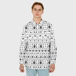 Мужская рубашка oversize 3D Black pattern Wednesday Addams - фото 2