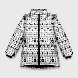 Зимняя куртка для девочек 3D black pattern Wednesday Addams