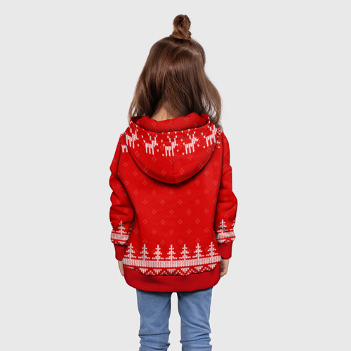 Детская толстовка 3D с принтом Новогодний фигурист: свитер с оленями, вид сзади #2