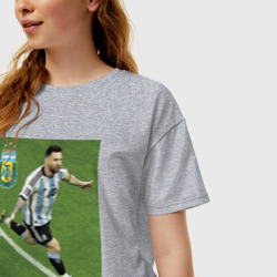 Женская футболка хлопок Oversize Argentina - Lionel Messi - world champion - фото 2