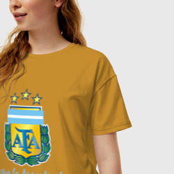 Женская футболка хлопок Oversize Эмблема Федерации футбола Аргентины - фото 2