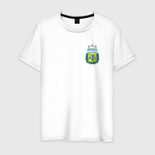 Мужская футболка из хлопка с принтом Герб Федерации футбола Аргентины, вид спереди №1