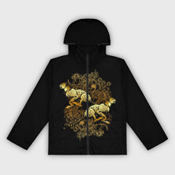 Женская ветровка 3D Гепарды и золотые цветы