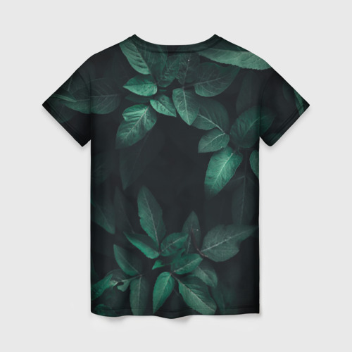 Женская футболка 3D с принтом Лис в листьях, вид сзади #1