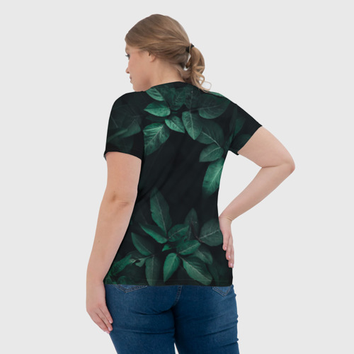 Женская футболка 3D с принтом Лис в листьях, вид сзади #2
