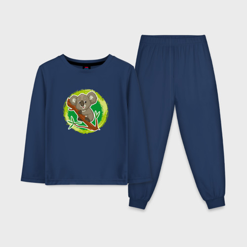 Детская пижама с лонгсливом хлопок с принтом Мультяшная коала, вид спереди #2