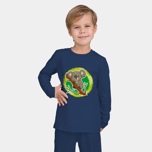 Детская пижама с лонгсливом хлопок с принтом Мультяшная коала, фото на моделе #1