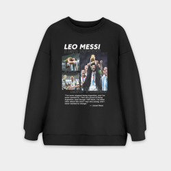 Женский свитшот oversize без начеса хлопок Лео Месси с кубком мира