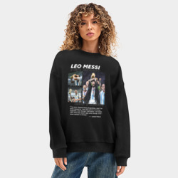 Женский свитшот oversize без начеса хлопок Лео Месси с кубком мира - фото 2