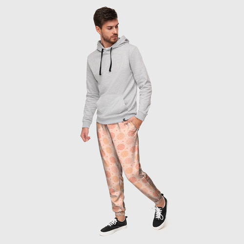 Мужские брюки 3D Узор из снежинок в розовых оттенках, цвет 3D печать - фото 3