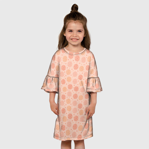 Детское платье 3D с принтом Узор из снежинок в розовых оттенках, вид сбоку #3