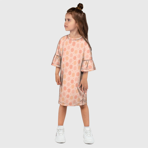 Детское платье 3D с принтом Узор из снежинок в розовых оттенках, фото на моделе #1