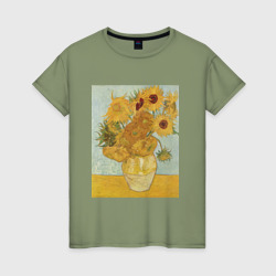 Женская футболка хлопок Подсолнухи Ван Гога