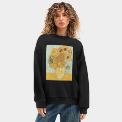 Женский свитшот oversize без начеса хлопок Подсолнухи Ван Гога - фото 2