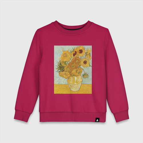 Детский свитшот хлопок Подсолнухи Ван Гога, цвет маджента