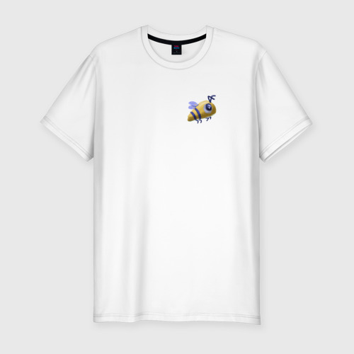 Мужская приталенная футболка из хлопка с принтом Веселая пчела, вид спереди №1