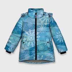 Узор из снежинок на синем фоне – Зимняя куртка для девочек 3D с принтом купить