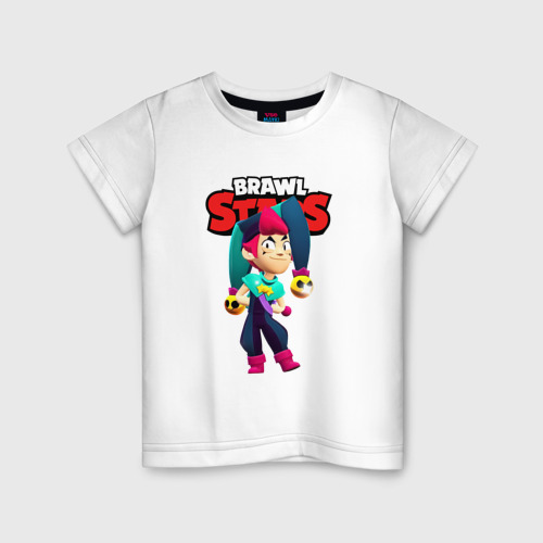 Детская футболка из хлопка с принтом Честер - Бравл старс, вид спереди №1