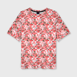 Женская футболка oversize 3D Маски лисиц кицунэ и цветущая камелия