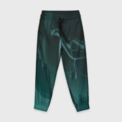 Волнообразные тёмно-зелёные линии – Детские брюки 3D с принтом купить