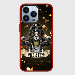Чехол для iPhone 13 Pro Кот байкер