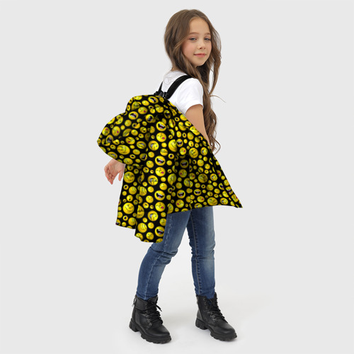 Зимняя куртка для девочек 3D Шарики эмодзи на черном, цвет черный - фото 6