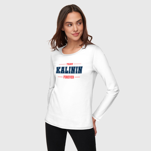 Женский лонгслив хлопок Team Kalinin forever фамилия на латинице, цвет белый - фото 3