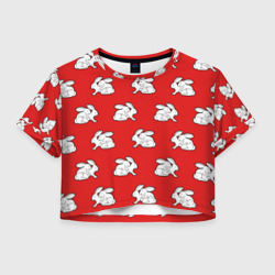 Женская футболка Crop-top 3D Секс кролики на красном